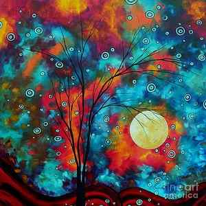 Wall Art - Painting - Huge Colorful Abstract Landscape Art Circles Tree Original Painting DELIGHTFUL by MADART by Megan Duncanson