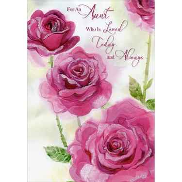 Three Pink Roses: Aunt Valentine's Day Card: For an Aunt who is Loved today and always