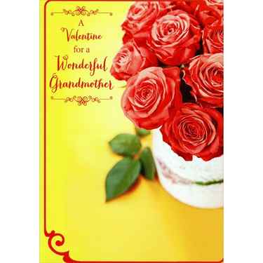 Pink Roses on Yellow: Grandmother Valentine's Day Card: A Valentine for a Wonderful Grandmother