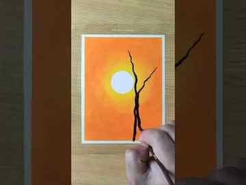 Sunset scenery drawing with oil pastel shorts