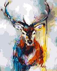 YXQSED [Frameless] DIY Oil Painting, Paint by Number Home Decor Wall Pic Value Gift Colorful Deer 16x20 Inch