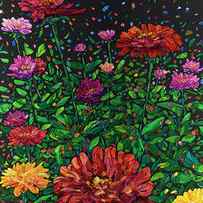 Floral Interpretation - Zinnias by James W Johnson