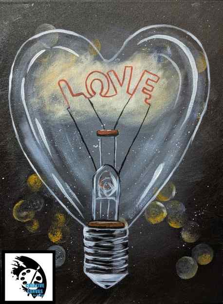 Heart Light Bulb Painting Tutorial/Paint Party by Creative Canvas of Kalispell
