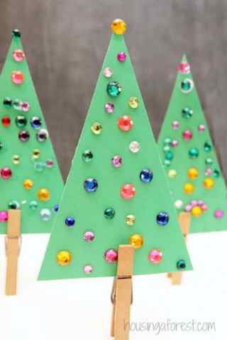 Jeweled Christmas tree craft for kids