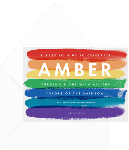 Paint party ideas: Painted Rainbow Invitation