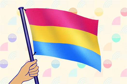 hand holding pansexual flag illustrated