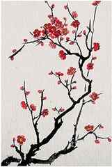 Eorntdy Canvas Wall Art Red Cherry Blossoms Canvas Print Artwork Flower Ink Style Wall Art Paintings Modern Picture Print . 