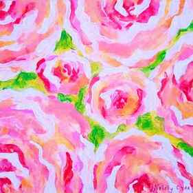Flower Painting Abstract Roses Pink Contemporary Abstract Art thumb