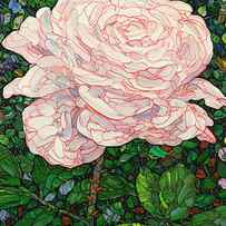 Floral Interpretation - White Rose by James W Johnson