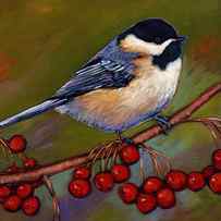 Cherries and Chickadee by JOHNATHAN HARRIS