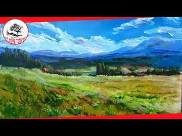 How to Paint a Landscape with acrylics step by step SUBTITLED