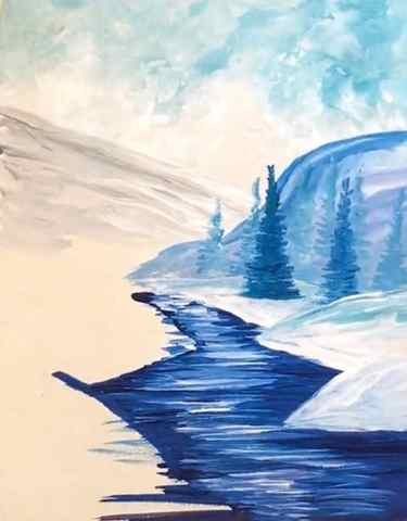 winter creek acrylic painting tutorial step by step for beginners step 3