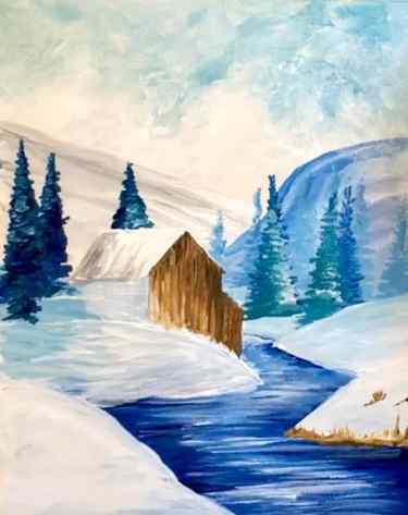 winter creek acrylic painting tutorial step by step for beginners step 6