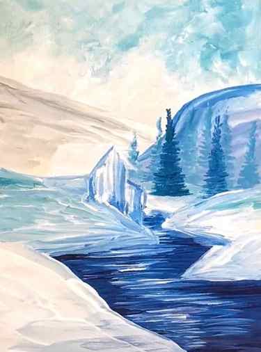 winter creek acrylic painting tutorial step by step for beginners step 4