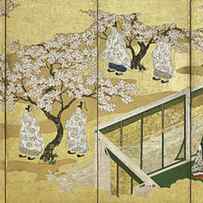 The Tale of Genji, chapter 34 Kashiwagi catches sight of the Third Princess, Edo period by Tosa Mitsuoki