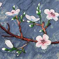 Impressionistic Cherry Tree Pink Blossoms On Gray Watercolor by Irina Sztukowski