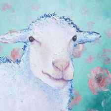 Sheep painting - Its fleece was white as snow by Jan Matson