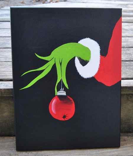 Christmas Grinch Canvas Painting 