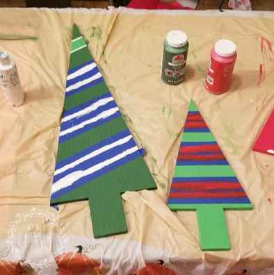 DIY Painted Wooden Christmas Trees