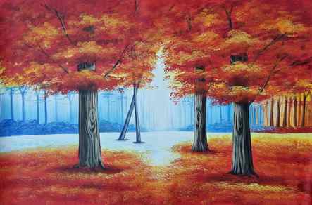 LANDSCAPE SCENERY PAINTING (ART_3319_71064) - Handpainted Art Painting - 36in X 24in