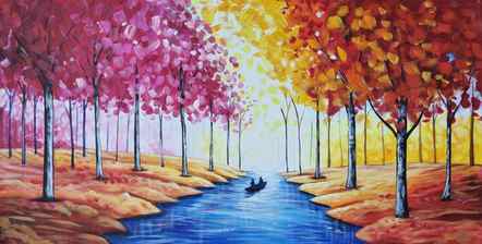 LANDSCAPE SCENERY PAINTING (ART_3319_71066) - Handpainted Art Painting - 48in X 24in
