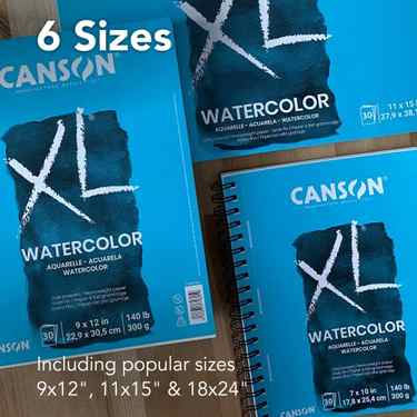 Canson XL Series Watercolor Textured Paper Pad for Paint, Pencil, Ink, Charcoal, Pastel, and Acrylic, Fold Over, 140 Pound, 9x12 Inch, , 30 Sheets #3