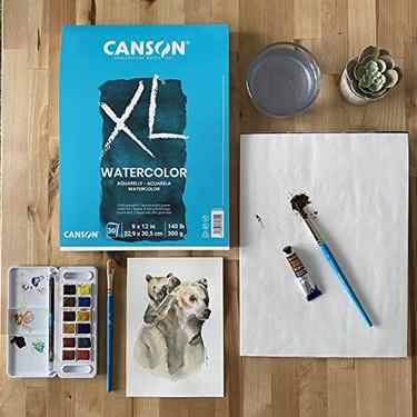 Canson XL Series Watercolor Textured Paper Pad for Paint, Pencil, Ink, Charcoal, Pastel, and Acrylic, Fold Over, 140 Pound, 9x12 Inch, , 30 Sheets #5