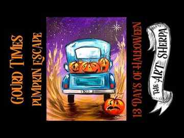 Vintage Truck and Jack O Lantern Easy Acrylic painting step by step #13 Days of Halloween