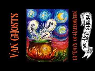Van Ghosts Easy Acrylic painting step by step 13 days of Halloween