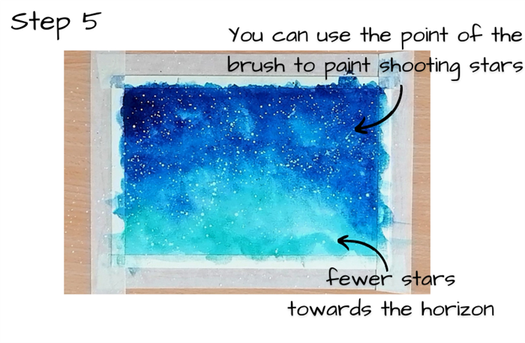 how to add stars on watercolor painting step by step