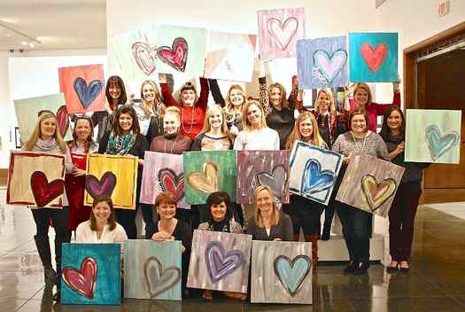 DIY Abstract Heart Painting and Paint Party Project.