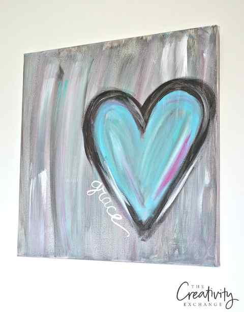 Tutorial for DIY Heart Painting Canvas. The Creativity Exchange