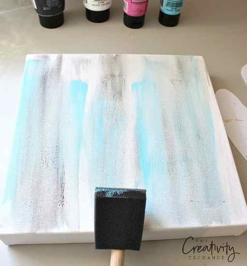 DIY heart acrylic painting tutorial. Begin with a paint wash.