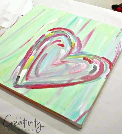 Tutorial for DIY Abstract Heart Painting. The Creativity Exchange