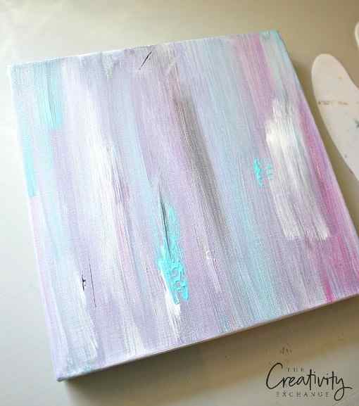 DIY heart acrylic painting tutorial. Begin with a paint wash