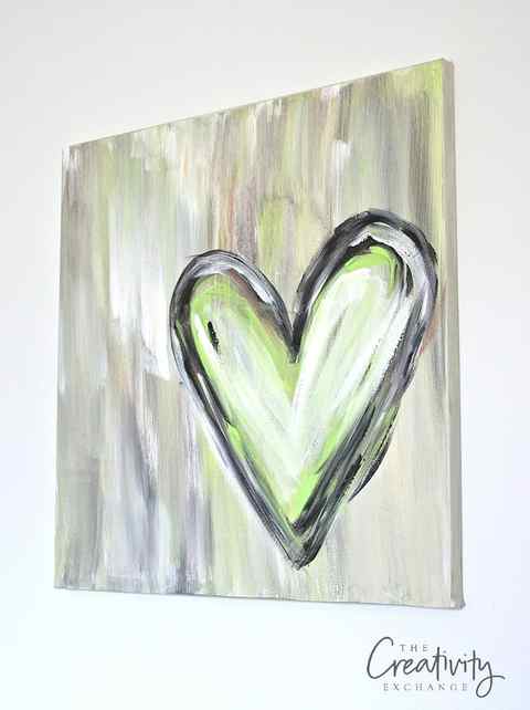 Tutorial for DIY Abstract Heart Painting. The Creativity Exchange