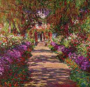 Wall Art - Painting - A Pathway in Monets Garden Giverny by Claude Monet