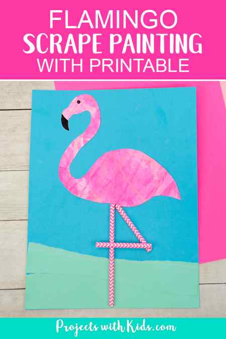 Pinterest image of flamingo art project