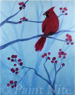 Winter cardinal bird painting tutorial
