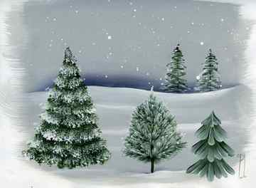 Winter trees painting