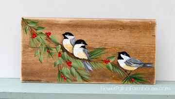 Chickadees painting for beginners