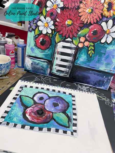 finished Finger Painting Funky Flowers The Social Easel Online Paint Studio
