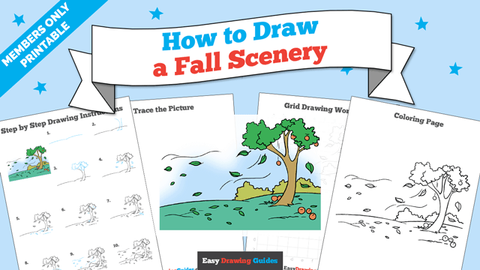 Printables thumbnail: How to draw a Fall Scenery