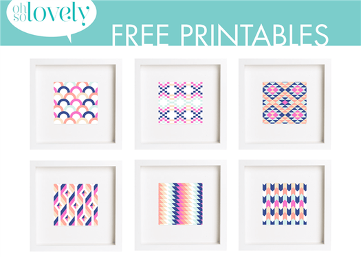 A group of six colorful printable art pieces