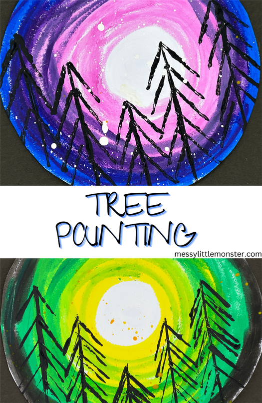 Easy tree painting for kids. Easy painting ideas.