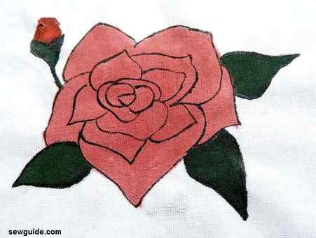 rose painting diy on fabric