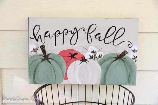 Paint a Fall sign with Pumpkins and Cotton Bolls