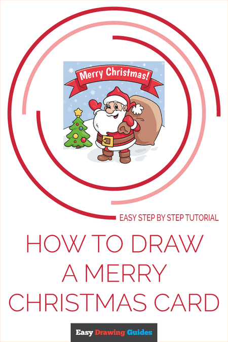 How to Draw a Merry Christmas Card Pinterest Image