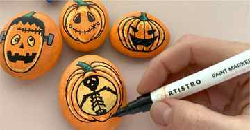 pumpkin Halloween rock painting ideas 