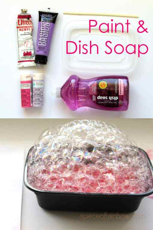 Easy bubble paint recipe with dish soap